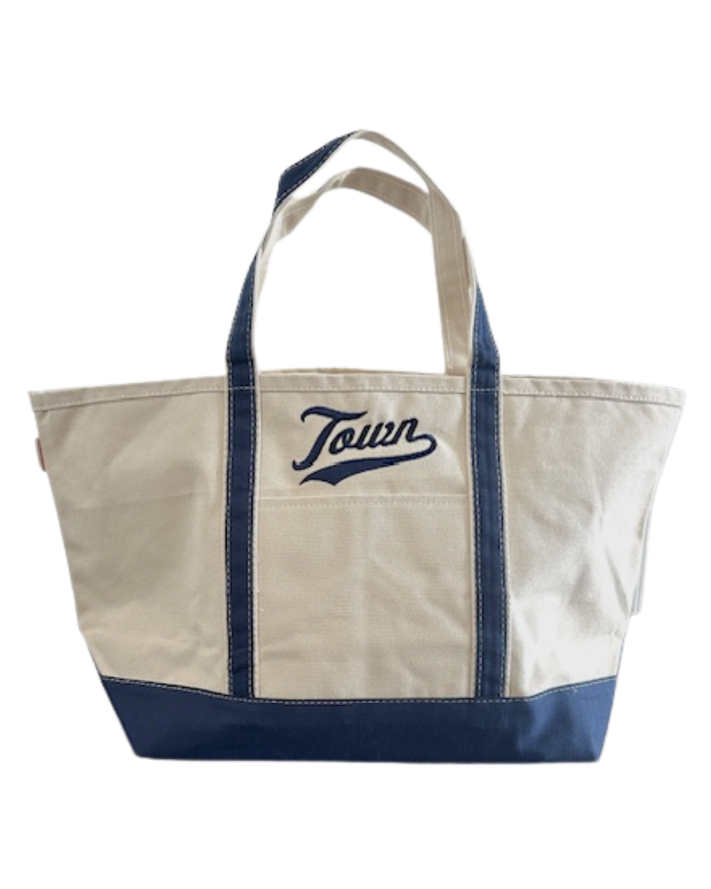 Natural/Navy Canvas Boat Tote w/ Zipper | Town School PA